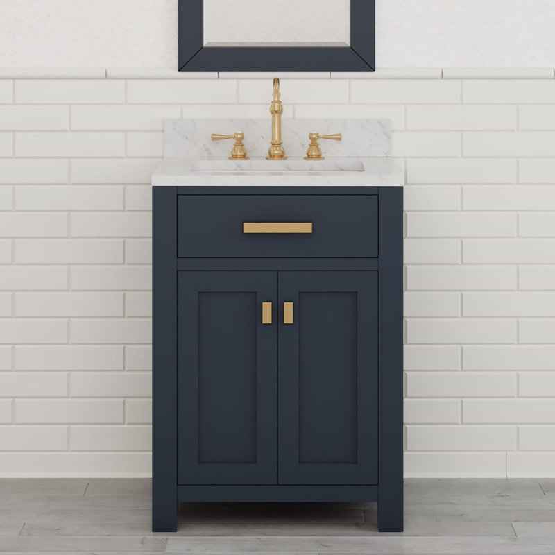 Ensemble de meuble-lavabo simple 24 po Minnetrista, Bleu monarque, Or satiné