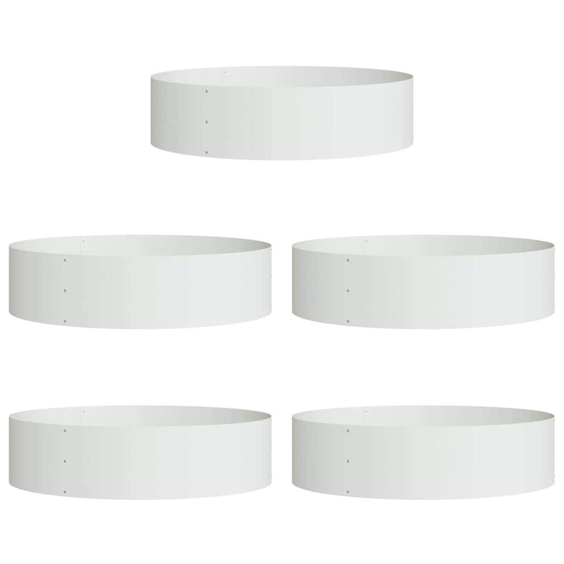 Garden Planters 5 Pcs 20 Cm Steel, White, 20cmH x 80cmW x 80cmD