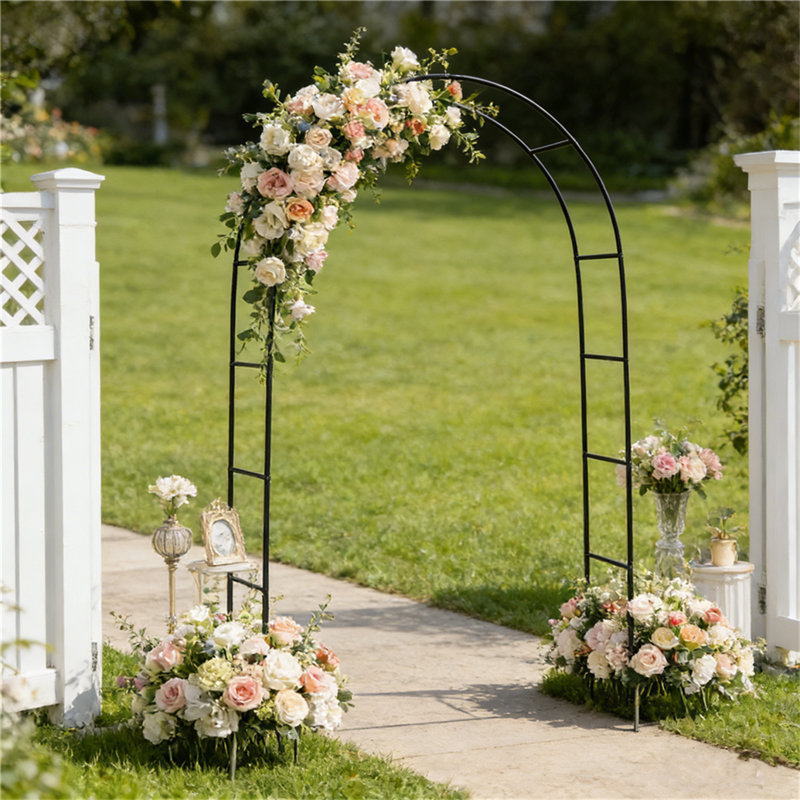 Alkhoury 140cm W x 40cm D Metal Garden Arches in Black