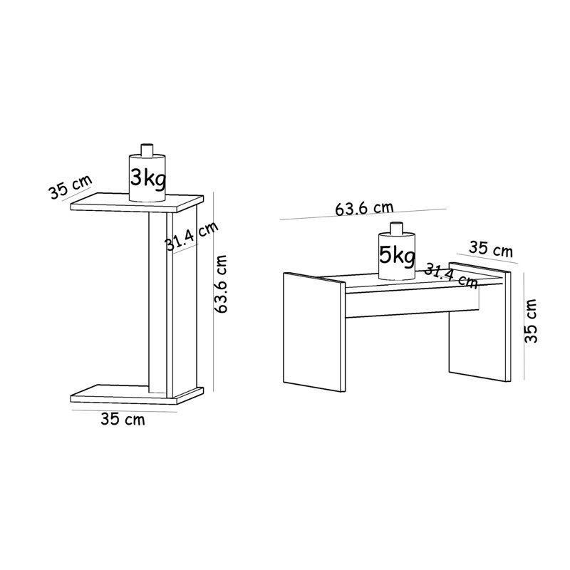 Table d'appoint moderne en noyer avec nombreuses tablettes, panneau de particules enduit de mélamine à 100%, épaisseur: 0,7 pouce | Rangement supplémentaire élégant pour le salon ou la chambre à coucher, design fonctionnel et élégant