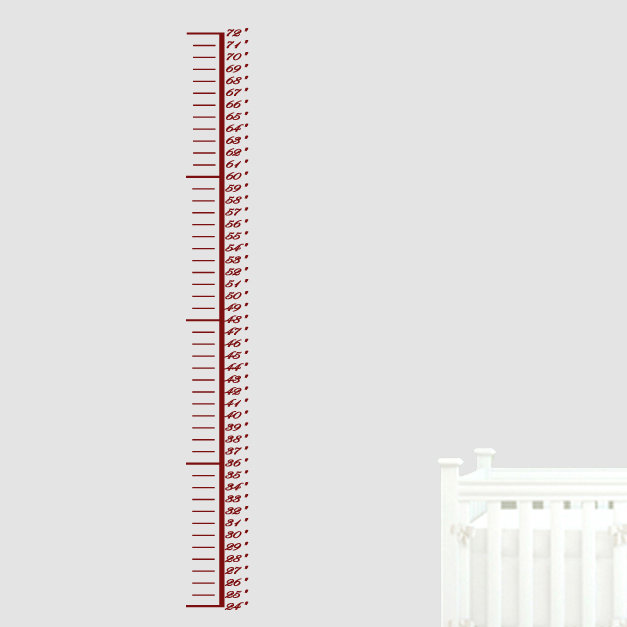 Abstract Non-Wall Damaging Growth Chart Decals, Cranberry