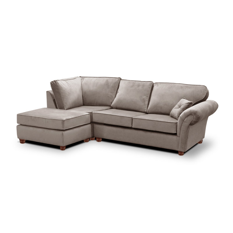 Lila 4 Seater Velvet Corner Sofa , Taupe, Left Hand Facing
