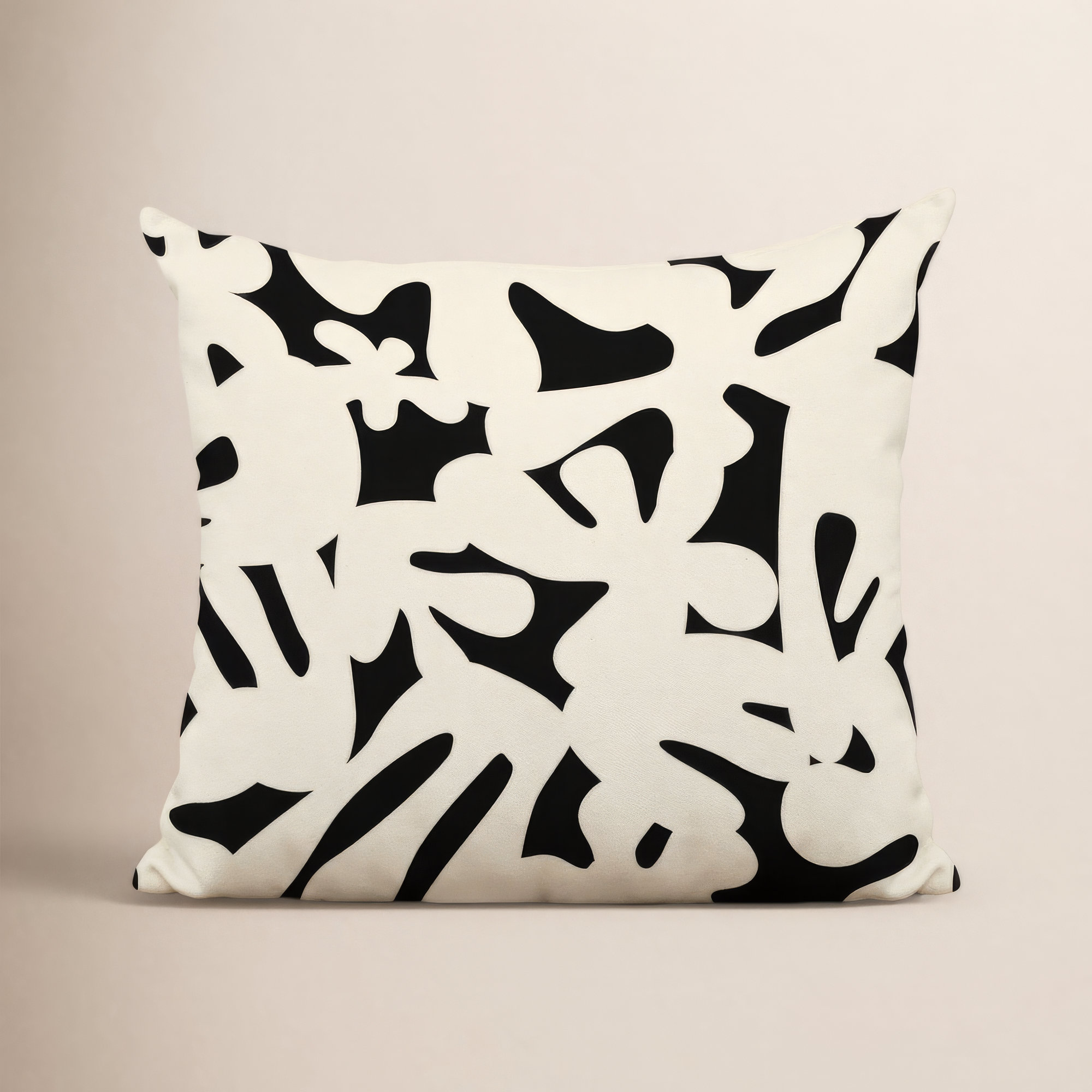 Lara Spun Polyester Indoor/Outdoor Throw Pillow, 19" x 19", Black/Off White