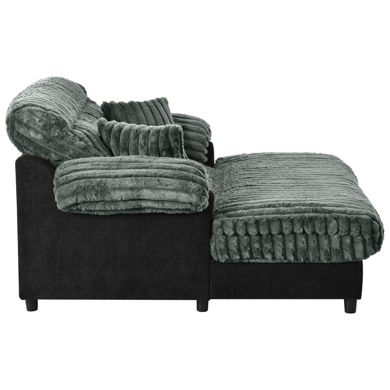 Canapé-lit moderne avec méridienne 65,25 po Cloud, Vert sauge