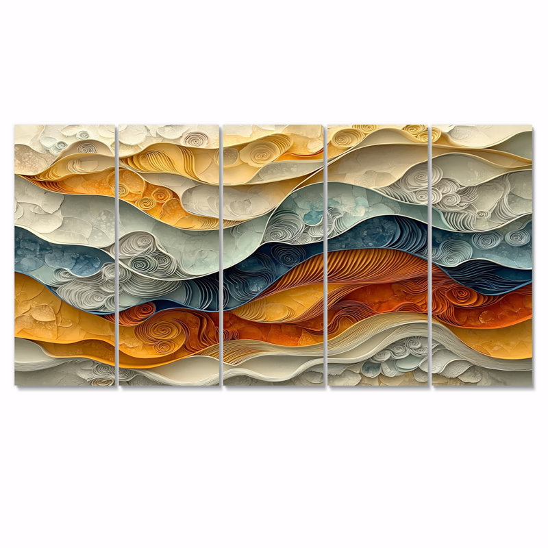 Nuvraj - Abstract Spirals Wall Art - ensemble de décorations murales modernes, 5, H 32 po x l 80 po