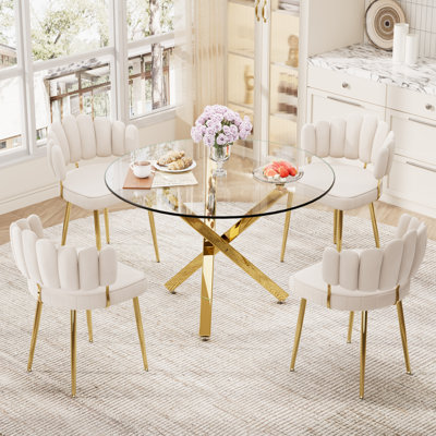 Round Glass Dining Set for 4-6