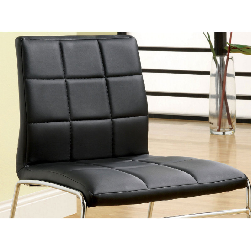 Petrisevac 19'' H Faux Leather Upholstered Metal Side Chair, Black