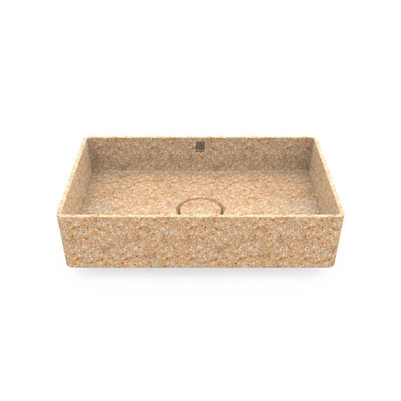 Woodio Cube60 15.75'' Wood Rectangular Bathroom Sink, Natural