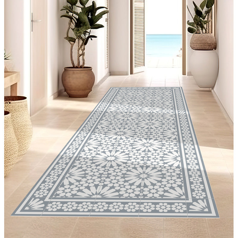 Abdiraxman Vinyl Machine Printed Area Rug, Rectangle 2'7.5" x 9'10.1"