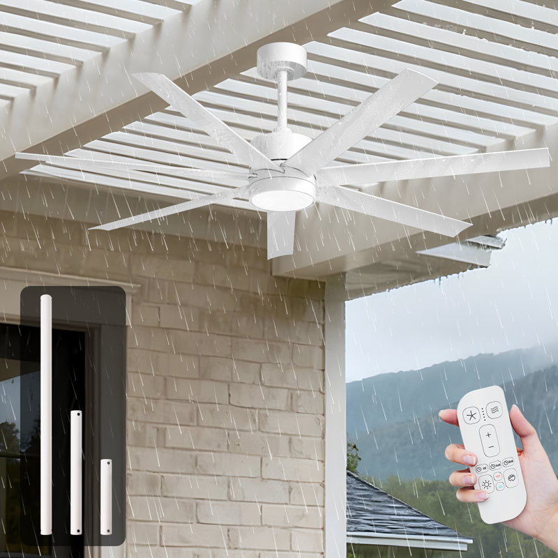 56"  Outdoor Ceiling Fans With Lights And Remote, Wet Rated Waterproof Ceiling Fan, 6-speed Dc Motor,  Modern Industrial Ceiling Fan Gazebo Fan For Porch Patios Pavilion(black&white)