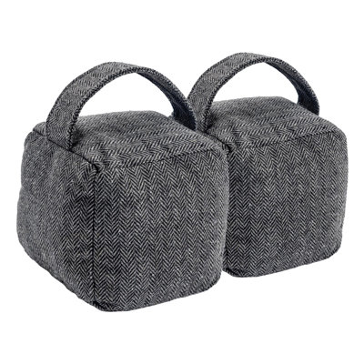Nicola Spring - Herringbone Door Stops - 16 x 16cm - Grey