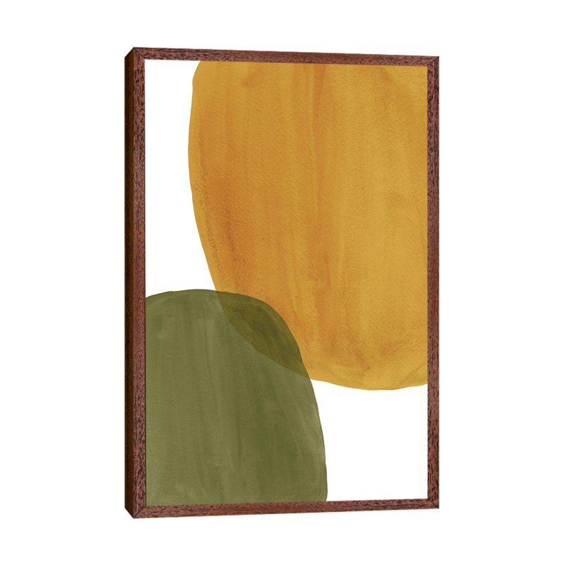 Rust Ochre And Green Art by Whales Way - Painting on Canvas, 66.04cm H x 45.72cm W x 3.81cm D, Classic Brown Wood Framed