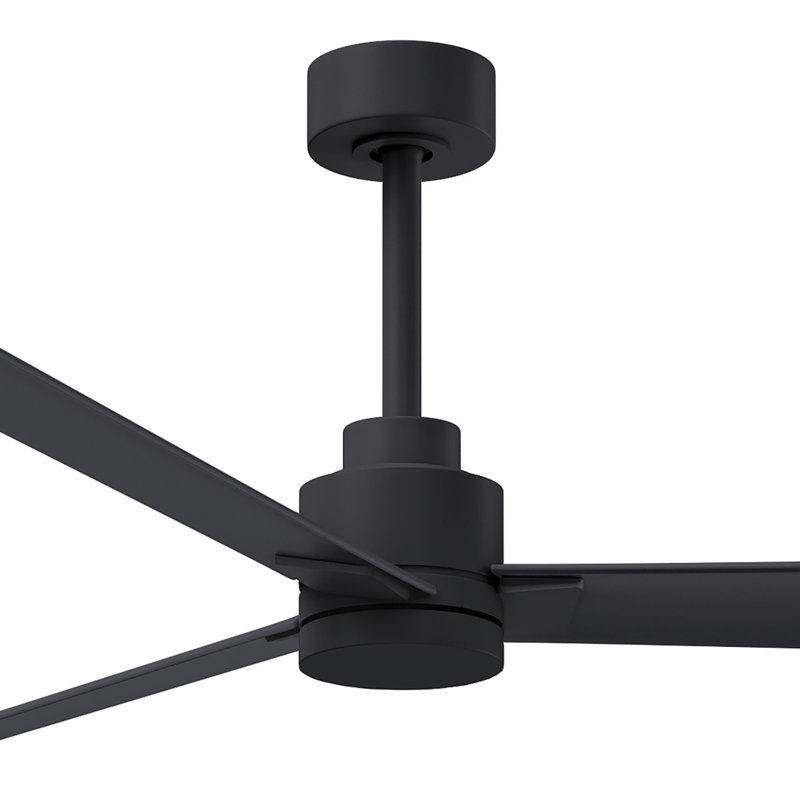 Alessandra Outdoor Downrod Ceiling Fan, Matte Black, Matte Black