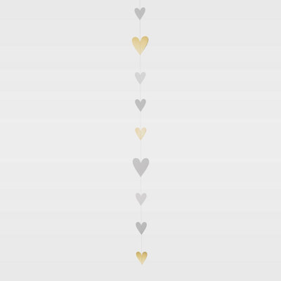 Love Heart Paper Chain Decoration - Gold Hearts