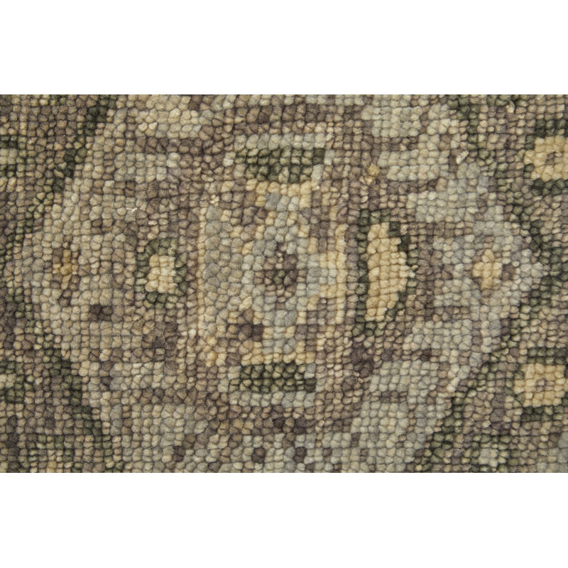 Narely Hand Knotted Wool Geometric Area Rug in Gray, Rectangle 4' x 6'