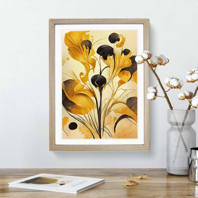 Dreamlike Flowers Abstract - Framed Print, 46cm H x 34cm W x 2cm D, Oak Framed
