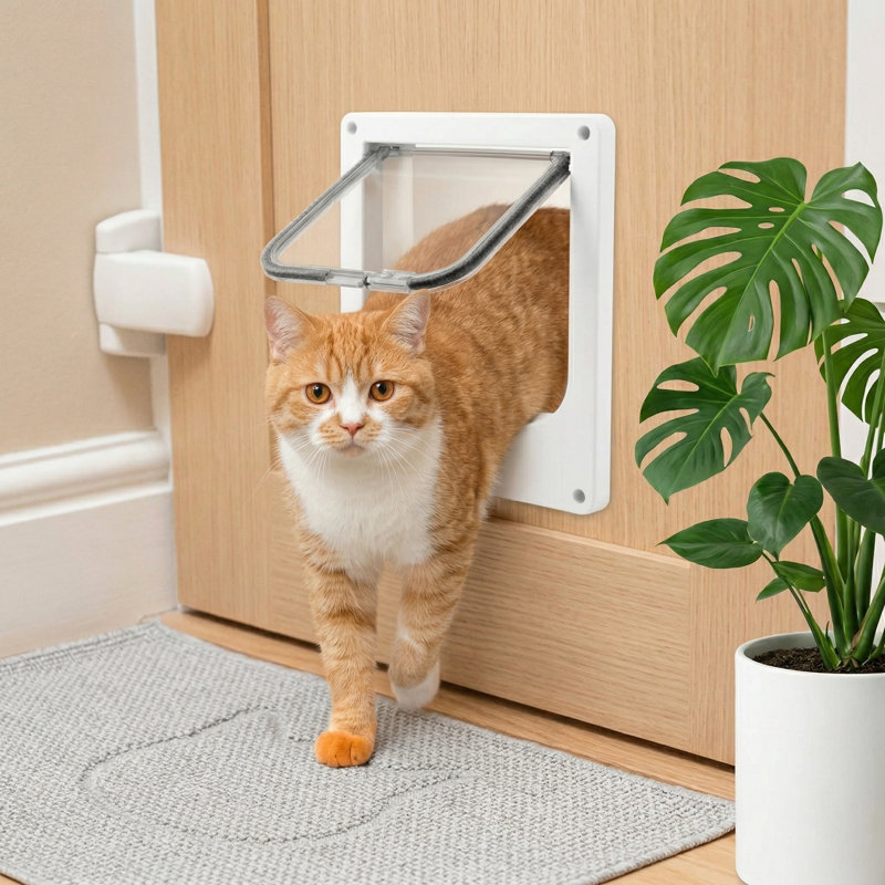 Porte pour animal de compagnie verrouillable à l'épreuve des intempéries à 4 voies de 10,6 x 9,2 po, avec aimant, pour les chats ou les chiens de moins de 21,5 po de largeur, pour les portes intérieures / extérieures