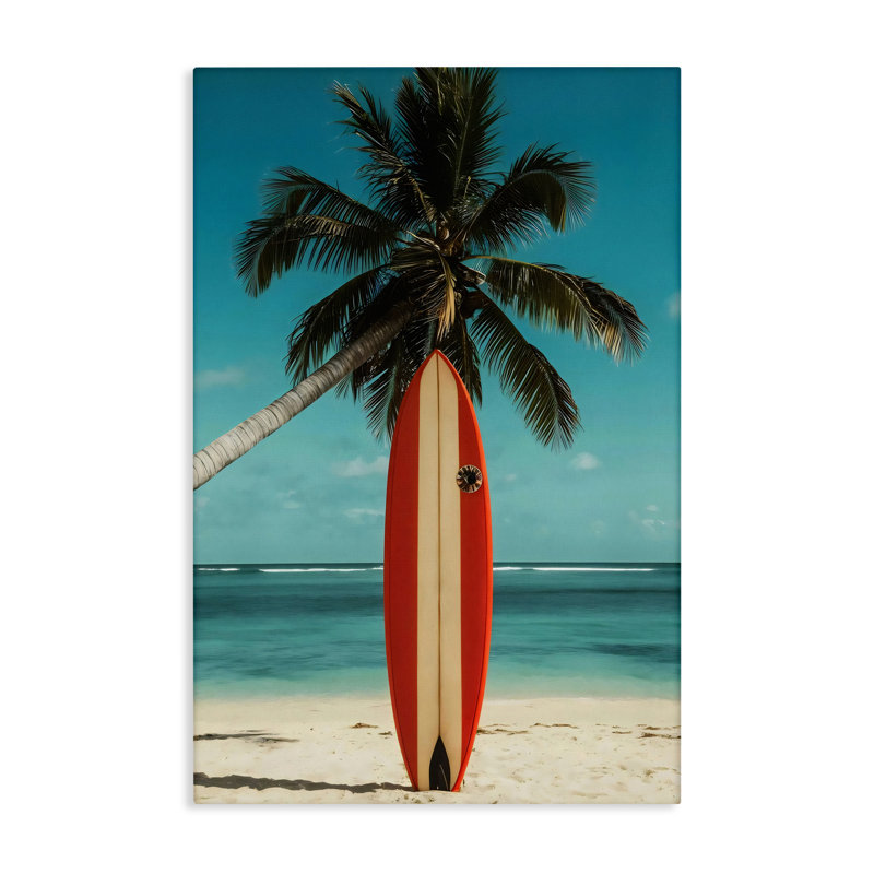 Palmier simple et toile de planche de surf, design par LSR Design Studio, H 24 po x l 16 po