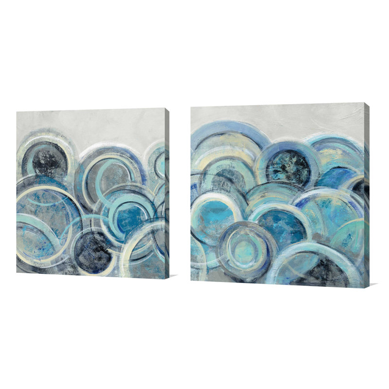 «Variation Blue Gray II», ensemble de 2 reproductions de peintures à l'acrylique, H 18 po x l 36 po x P 1 po, Toile tendue