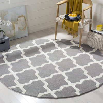 Ellicott Geometric Handmade Tufted Grey/Ivory Area Rug