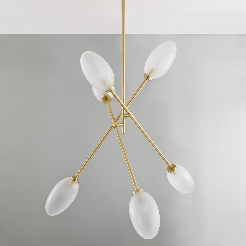 CHANDELIER 6 lumières ALBERTON, Laiton vieilli