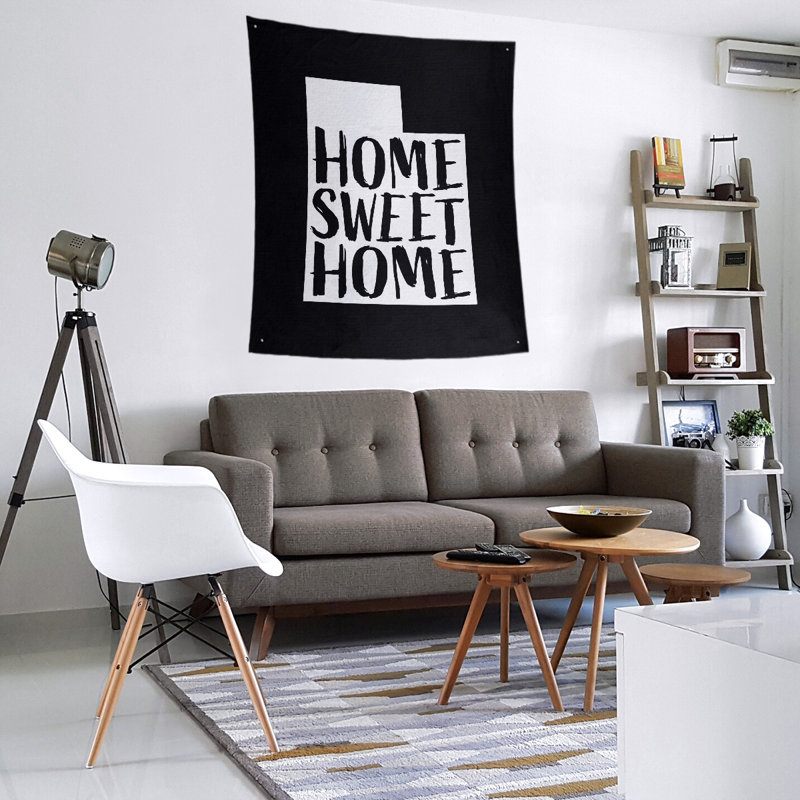 Tapisserie murale Home Sweet Utah, H 80 po x l 68 po, Noir