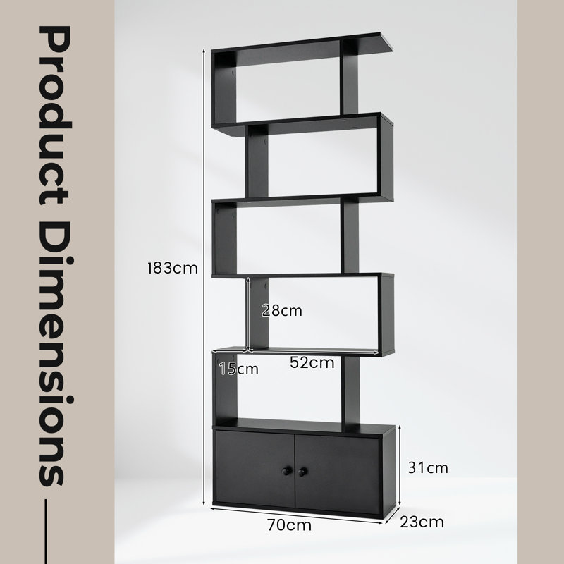 Nabeeha 183cm H x 70cm W Geometric Bookcase