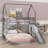 A Full-Over-Twin Bunk Bed Designed Like A House, Including A Slide, Integrated Ladder-106341972