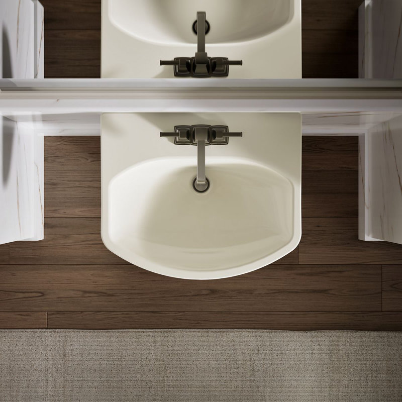 Cimarron® Vitreous China 23" Pedestal Bathroom Sink with Overflow, Biscuit, 4" Centerset