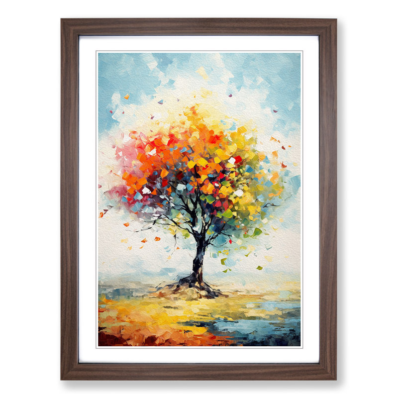 Apple Tree Impressionism Art - Framed Print, Walnut Framed, 34cm H x 25cm W