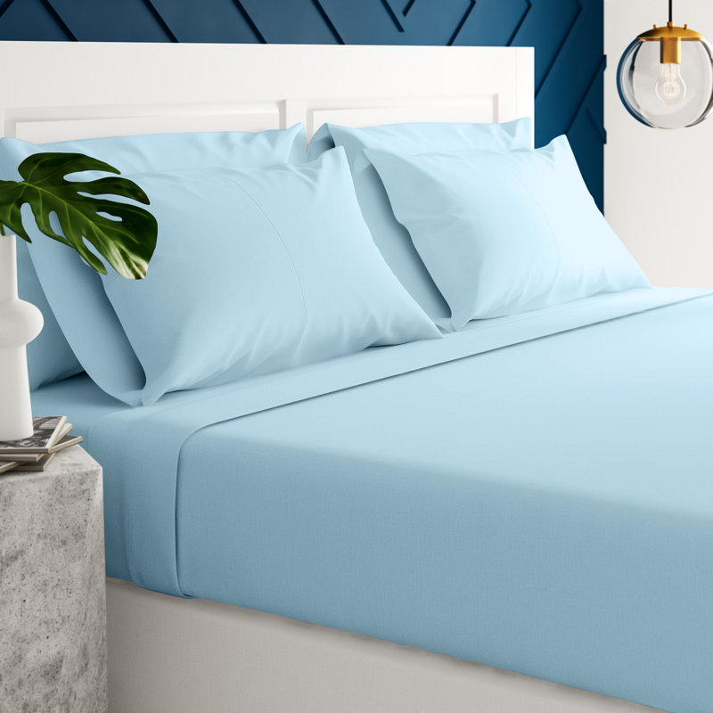 Luxury Hotel Microfiber Sheet Set, Aqua, Twin Sheet Set + Fitted Sheet + 1 Pillowcase