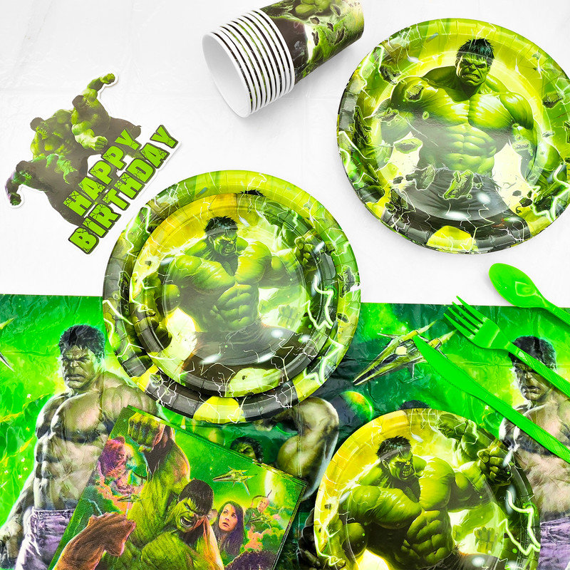 Décorations de fête d'anniversaire Hulk, ensemble de 112 décorations de fête Hulk et ensemble de vaisselle pour enfants Hulk