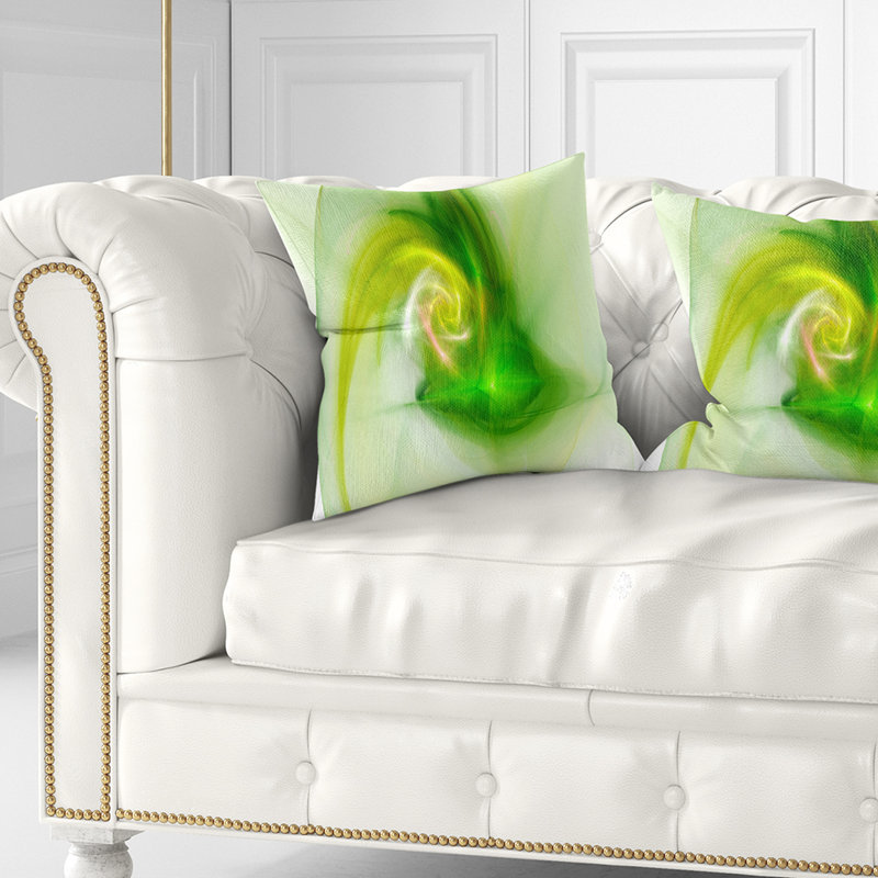 Fractale vert vif - coussin imprimé abstrait, 16 po x 1 po, Coussin décoratif