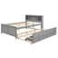 Lit plateforme double avec tête de lit, ports de chargement USB, lit gigogne et 3 tiroirs de rangement - gris-1180382735-1180382730