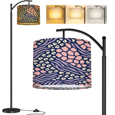  Arc Floor Lamp Mix animal skin prints Leopard tiger giraffe zebra Tall Modern Standing Lamp LED Adjustable Linen Lampshade 3 Color Temperatures