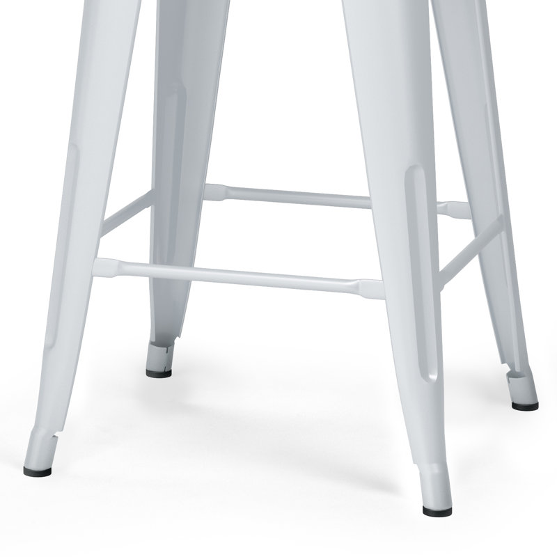 Rayne 24" White Metal and Wood Counter Stools, Set of 4