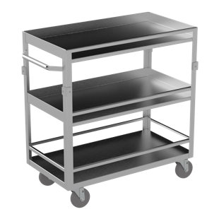 Chariot utilitaire quadrail 3 tablettes avec lèvres