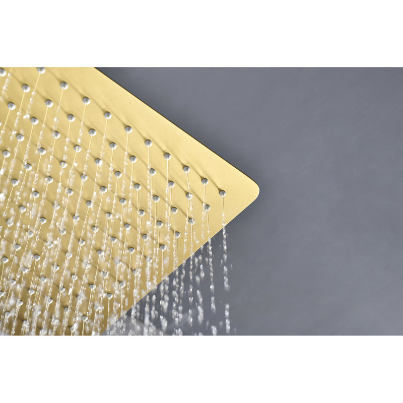 Pomme de douche économiseuse d'eau - Acier inoxydable mat avec effet de pluie, Doré