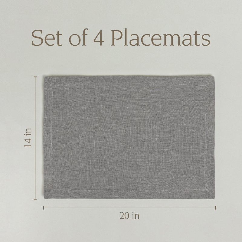 Over&Back 100% Linen Woven Placemats, Set of 4, Gray