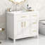 Meuble-lavabo moderne avec lavabo en céramique intégré et rangement spacieux