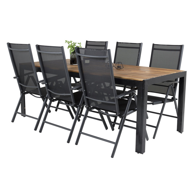 Sverre 6 - Person Acacia Solid Wood Patio Dining Set Rectangular Table