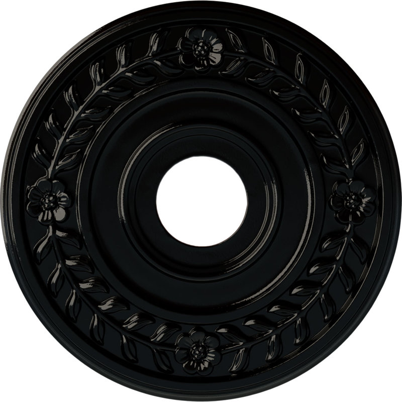 Endurathane Wreath Ceiling Medallion, 16 1/4"OD x 3 5/8"ID x 1"P (Fits Canopies up to 5 1/2"), Hand-Painted Black Pearl Finish