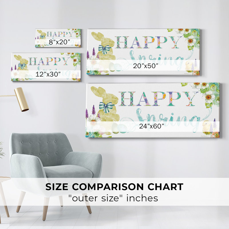 Joyeux printemps sur toile, art textuel, H 12 po x l 30 po x P 1,5 po