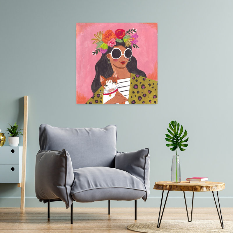 Art contemporain Portrait de fleur de chat contemporain, H 24 po x l 24 po