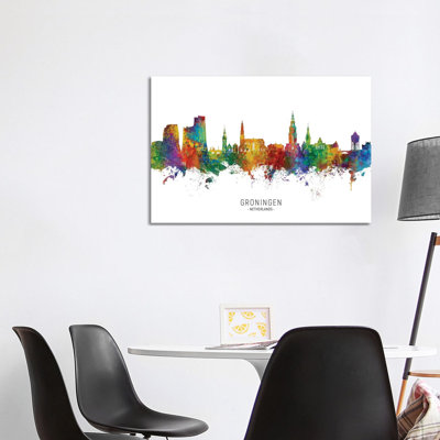 Groningen Netherlands Skyline by Michael Tompsett - Wrapped Canvas Print