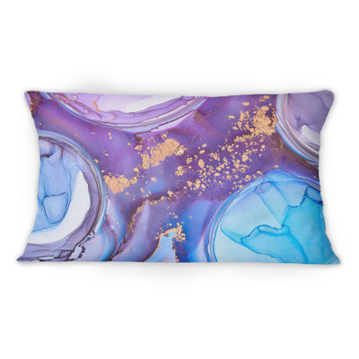 Coussin 12 "x 20" mauve et turquoise à motif abstrait Fluid Art