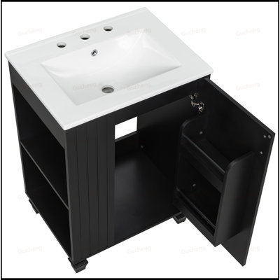 Meuble-lavabo 24 po avec rangement latéral ouvert