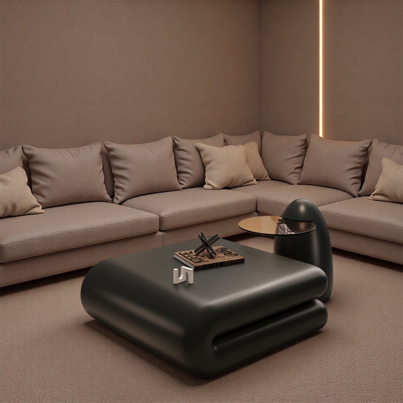Black square bookshelf coffee table