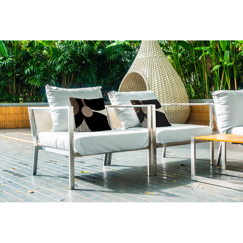 Lara Floral Outdoor Reversible Throw Pillow, Off White, 15" x 15"