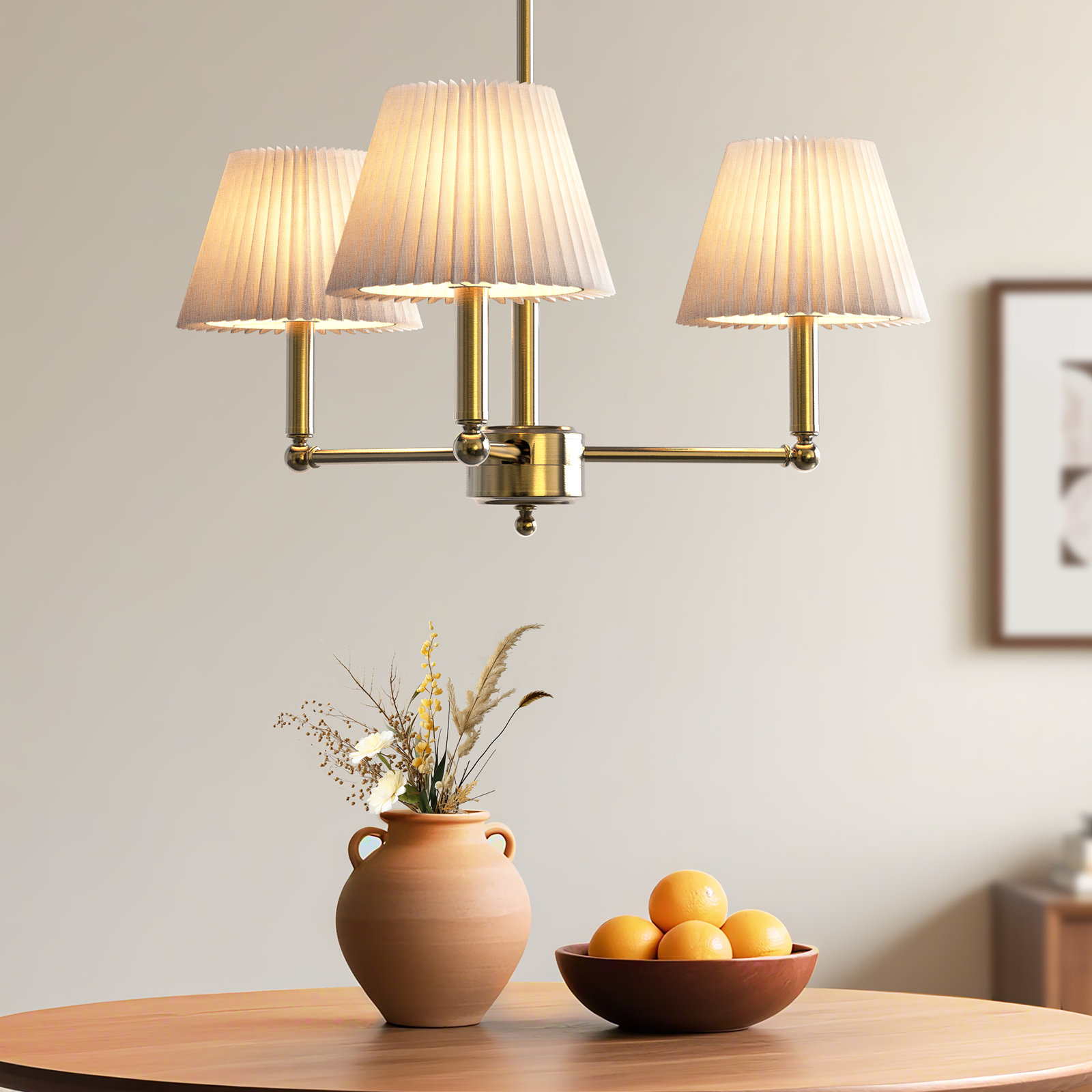 Costa 3-Light Chandelier, Brushed Brass